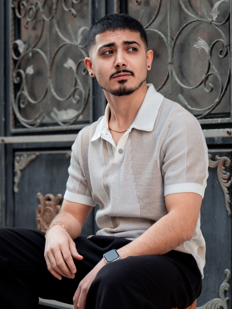 Umber Waffle Open-Neck Polo - Image 4