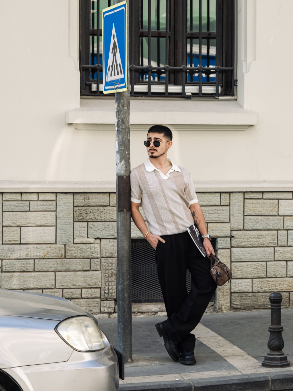 Umber Waffle Open-Neck Polo - Image 2