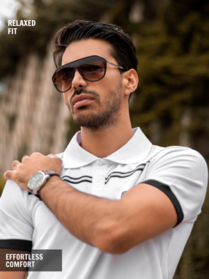 Slate Waffle Open-Neck Polo